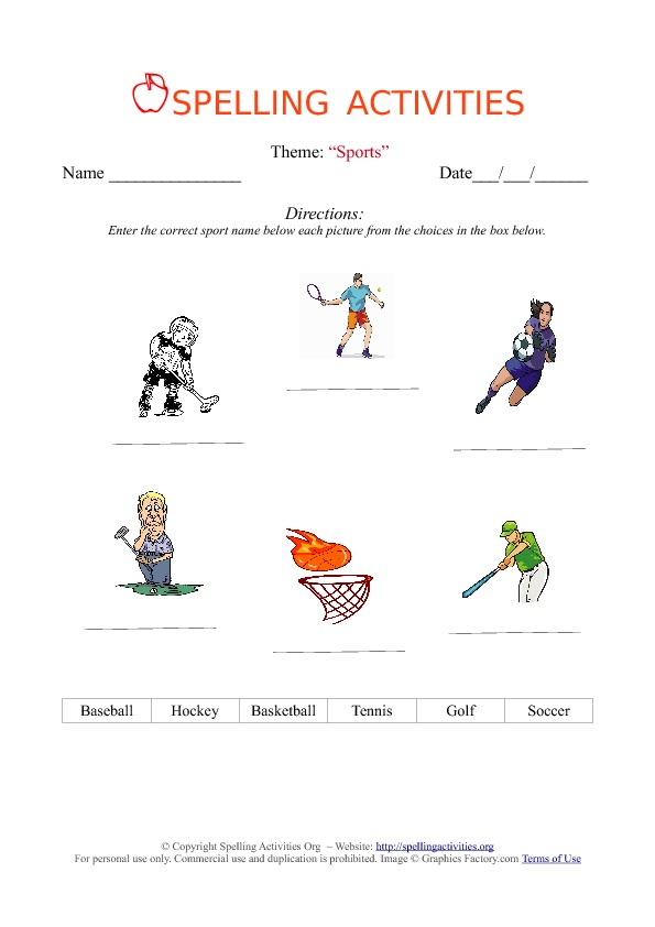 Spelling Activities for Kids. Free Printable Spelling Worksheets