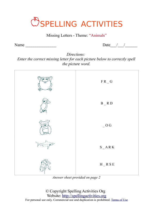 animal worksheets missing spelling activity animal worksheets printable activity names letter